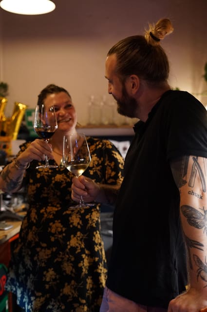 8-Tier Hungarian Wine Tasting in a Cozy Downtown Wine Bar - Arriving at the white circular sign