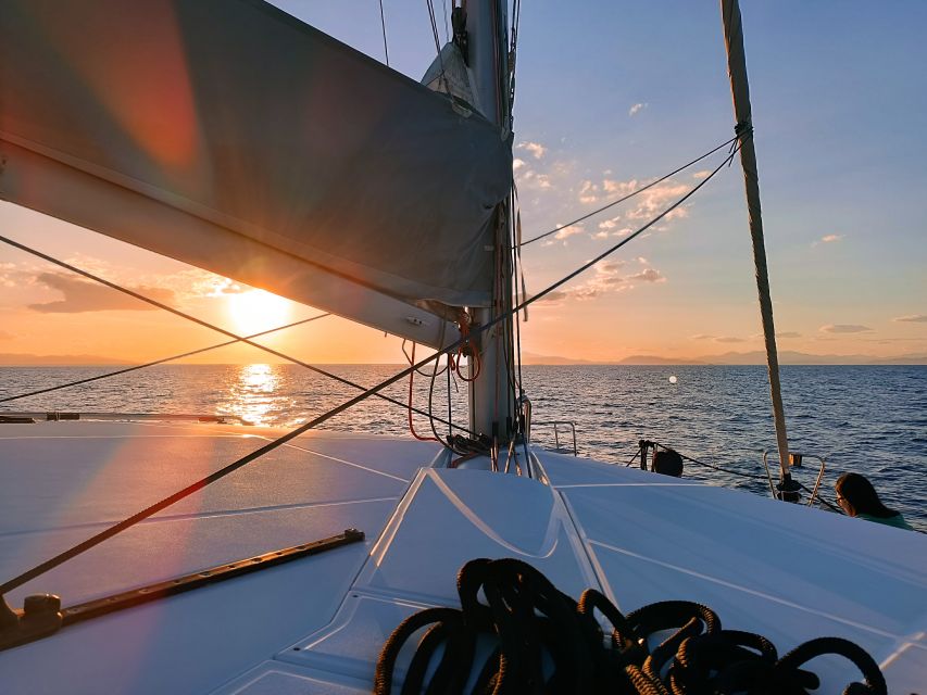 Athens: Catamaran Cruise with Fresh Lunch and Wine - Hydroussa, an uninhabited islet reached by sea