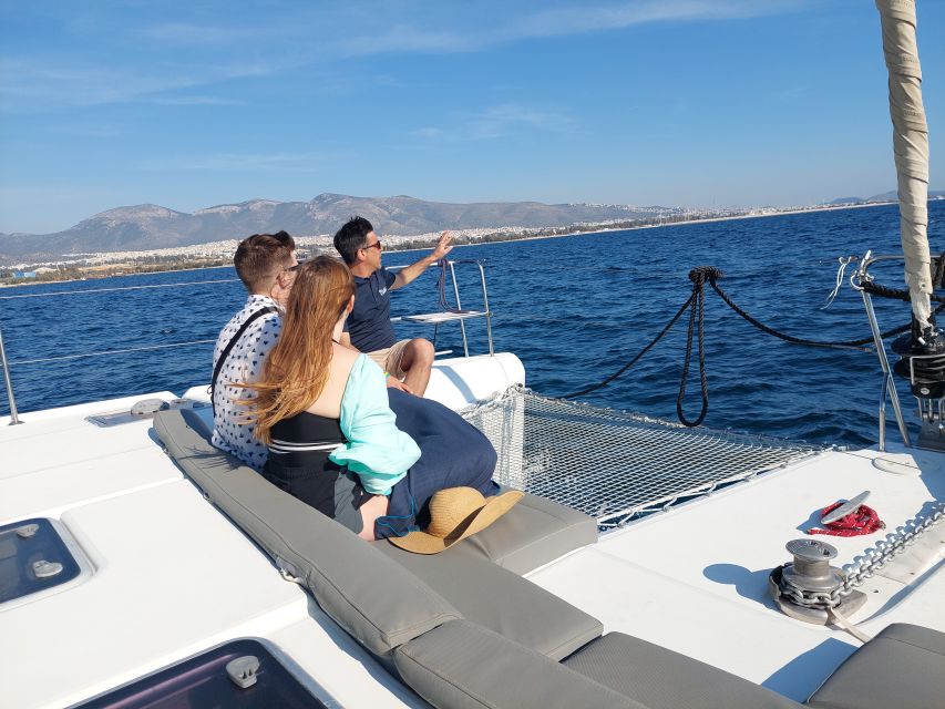 Athens: Catamaran Cruise with Fresh Lunch and Wine - Greek lunch served on the water
