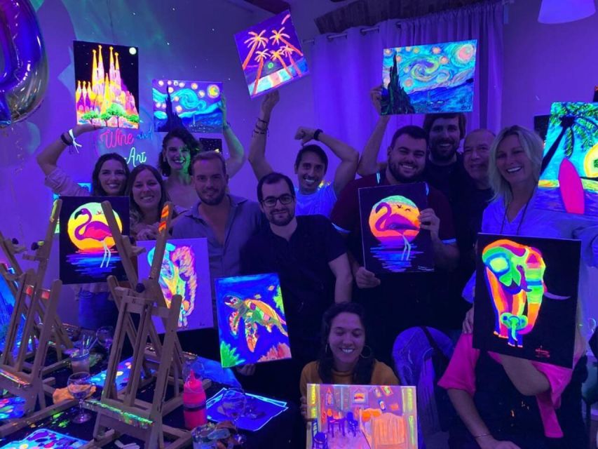 Barcelona: Fluorescent Paint and Wine Workshop - Wine, conversation, and the social mood