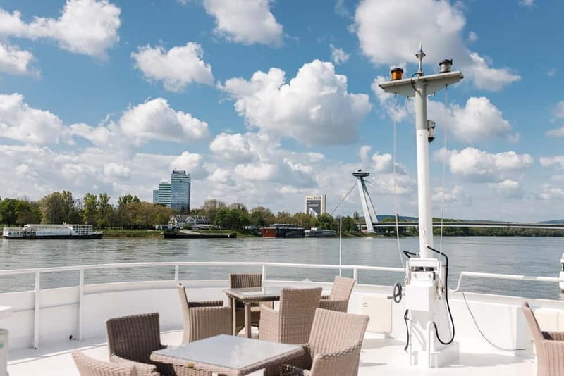 Bratislava: Panorama Cruise with Unlimited Prosecco - Passing under the SNP Bridge