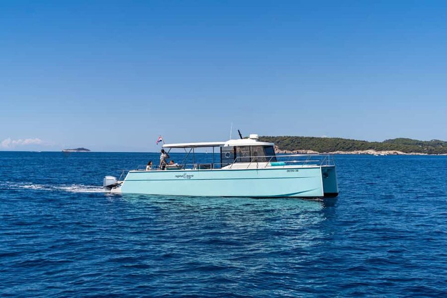 Dubrovnik: Sunset Catamaran Cruise with Sparkling Wine - Passing Lokrum as the light fades