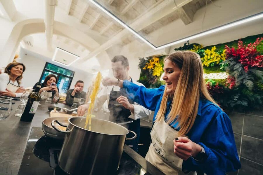 Florence: Art of Pasta Cooking Workshop with Food and Wine - Tuscan wine keeps the class social