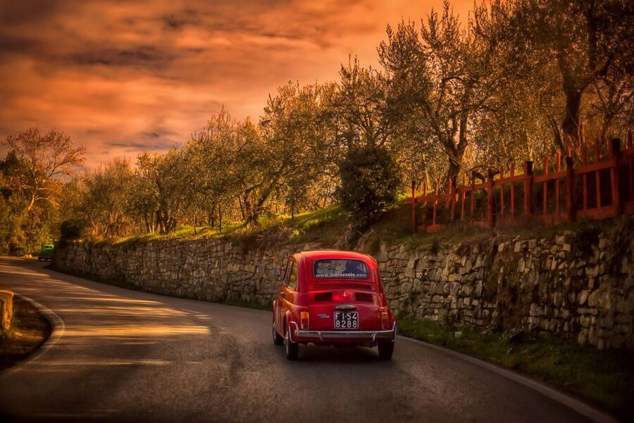 Florence Wine Tasting and Tuscan Lunch in a Vintage Fiat 500 - Leaving Scandicci and entering the Tuscan hills