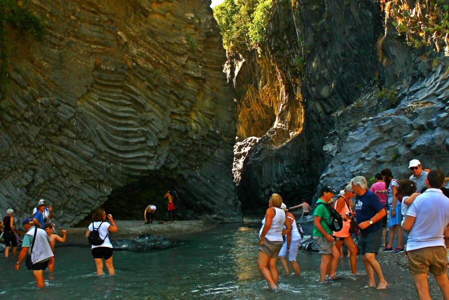 From Catania: Mt. Etna, Wine and Alcantara Tour - Reaching the Alcantara Gorges