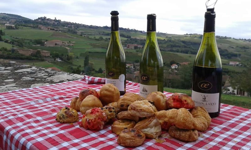 From Lyon: Golden Stones Beaujolais Wine Tasting Tour - The first tasting beside a country view