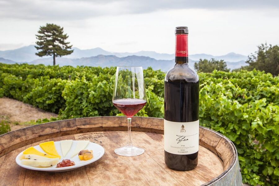 From Taormina: Private 3 Etna Wineries with Food & Wine - Second stop: a fuller Sicilian meal with four regional wines