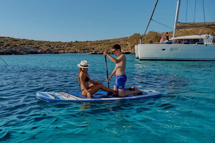 Heraklion: Dia Island Catamaran Cruise with Dinner and Wine - A Mediterranean dinner prepared on the boat