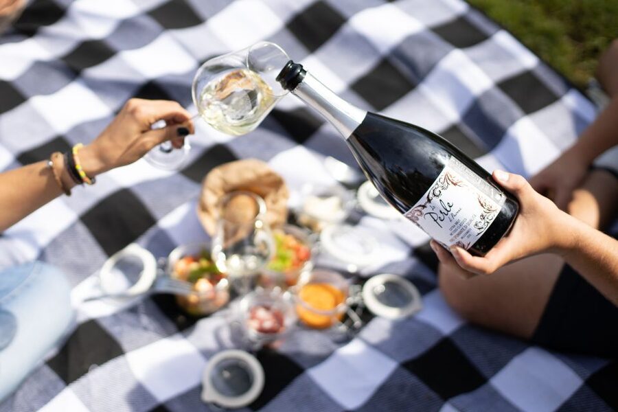 Montalcino: Vineyard Picnic with a Bottle of Wine - The wine arrangement needs a clear question