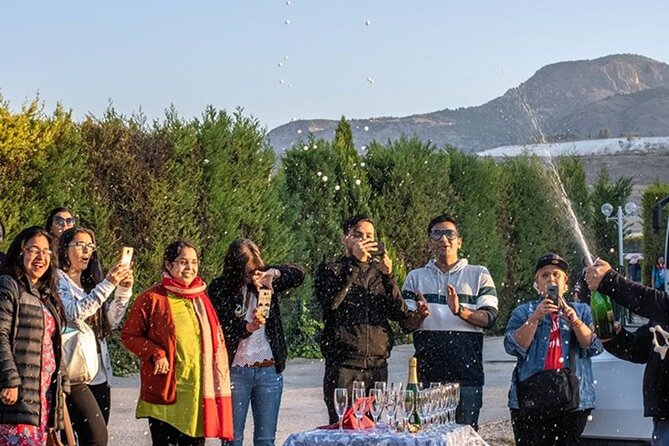 Pamukkale Hot Air Balloon w/Flight Certificates,Champagne Toast & Hotel Transfer - Floating above Pamukkale at sunrise