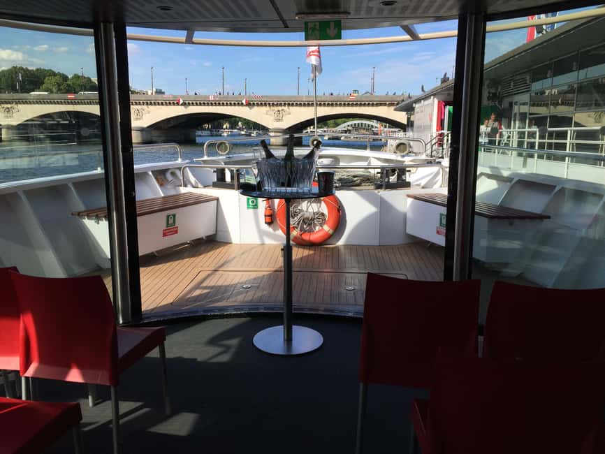 Paris: Champagne Tasting Cruise Departure from Eiffel Tower - A private front section on a larger sightseeing boat