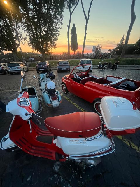 Rome: Evening Fiat 500 and Vespa Prosecco Tour - The Pyramid of Cestius brings a surprise