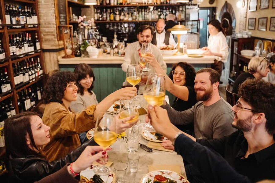 Rome Food Tour: Trastevere Aperitivo, Wine & Pasta Dinner - First stop: prosecco, cured meats, and cheese at Enoteca La Vite