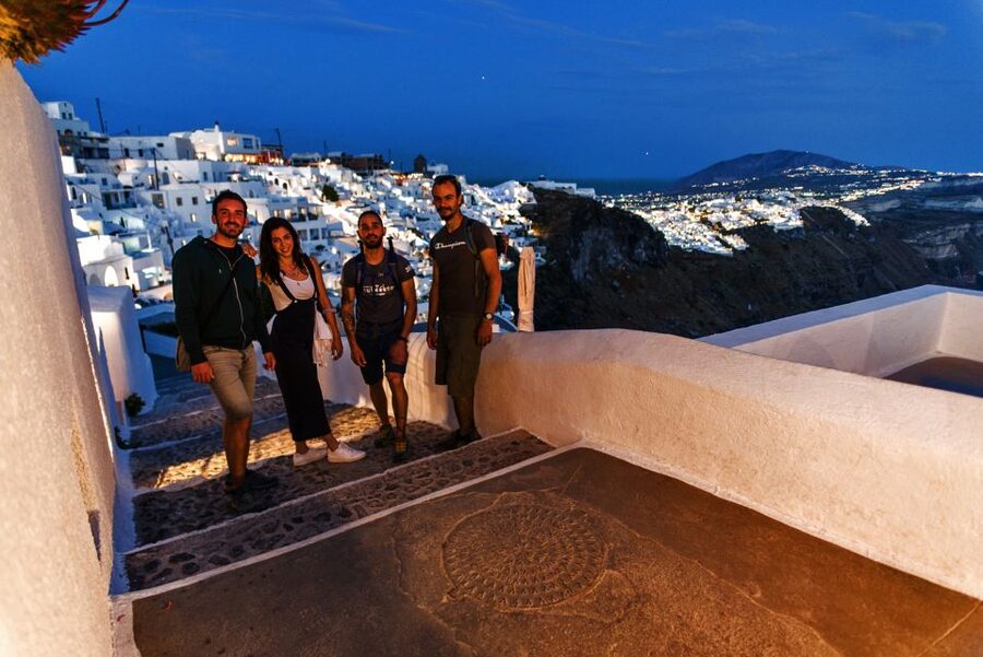Santorini: Night Hike, Wine Tasting, and Greek Dinner - A sunset view above the Caldera