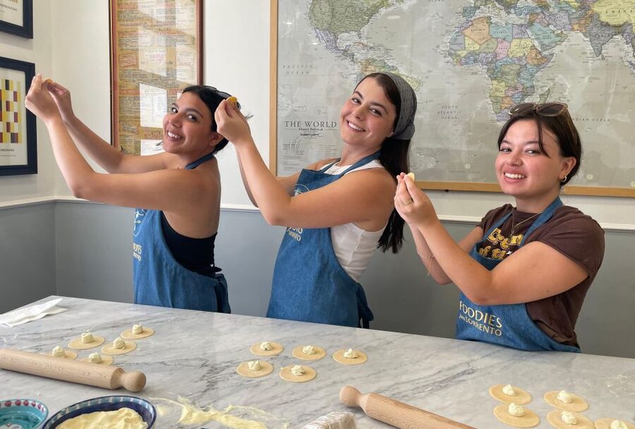 Sorrento: Pasta Masterclass with a Meal and Wine - From cooking station to shared meal