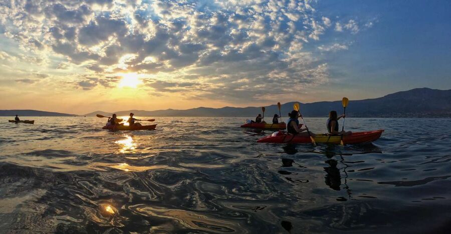 Split: Guided Sunset Sea Kayaking & Snorkeling Tour - A rocky Adriatic stop for snorkeling and swimming