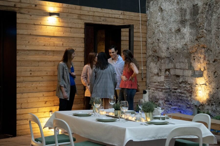 Valencia: Old Town Tour, Wine & Tapas in an 11th c. Monument - Entering the 11th-century dining venue